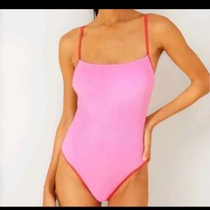 Wild Fable Women's Pink Pucker Texture One Piece Swimsuit Sz M